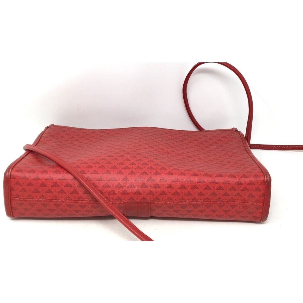 Vintage Liz Claiborne Crossbody Bag Red Triangle Logo Geometric Leather - Picture 3 of 5